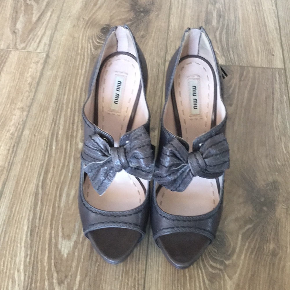 Miu Miu Peep Toe Platform Heel - image 1